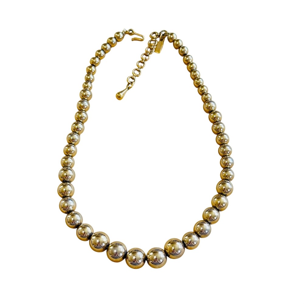 Monet Runway Couture Beaded Necklace VTG Gold Tone Round Link Bold 60s Statement